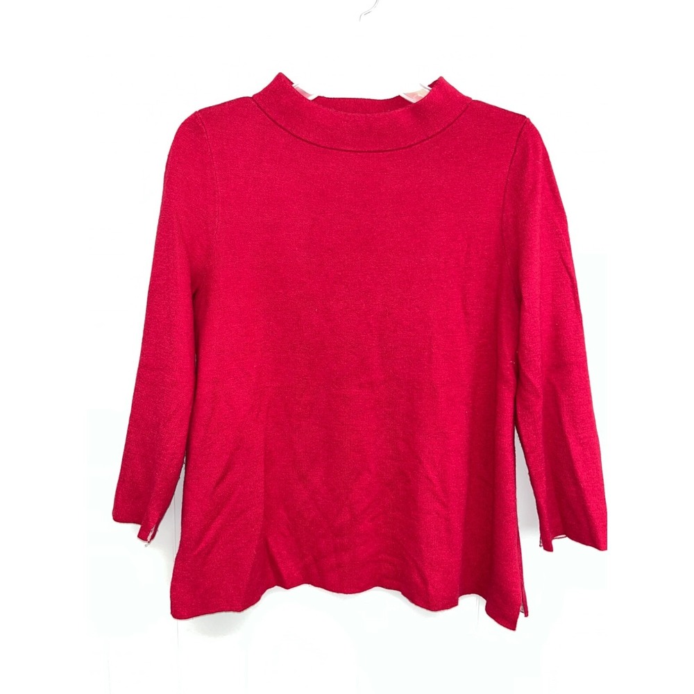 Ann Taylor Loft Red Mockneck 3/4 Sleeve Pullover Sweater Medium